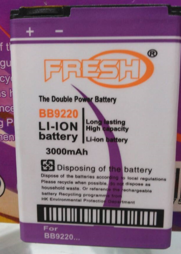 BATERAI FRESH DOBEL POWER BLACKBERRY 9220/JS1 3000 MAH
